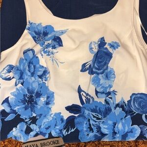 Floral Blue and White Sleeveless Top